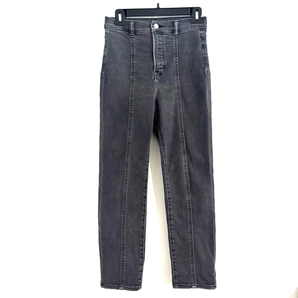 Y2K Express Dark Gray Size 2R Slim Super Highrise Straight Leg Jeans Indie